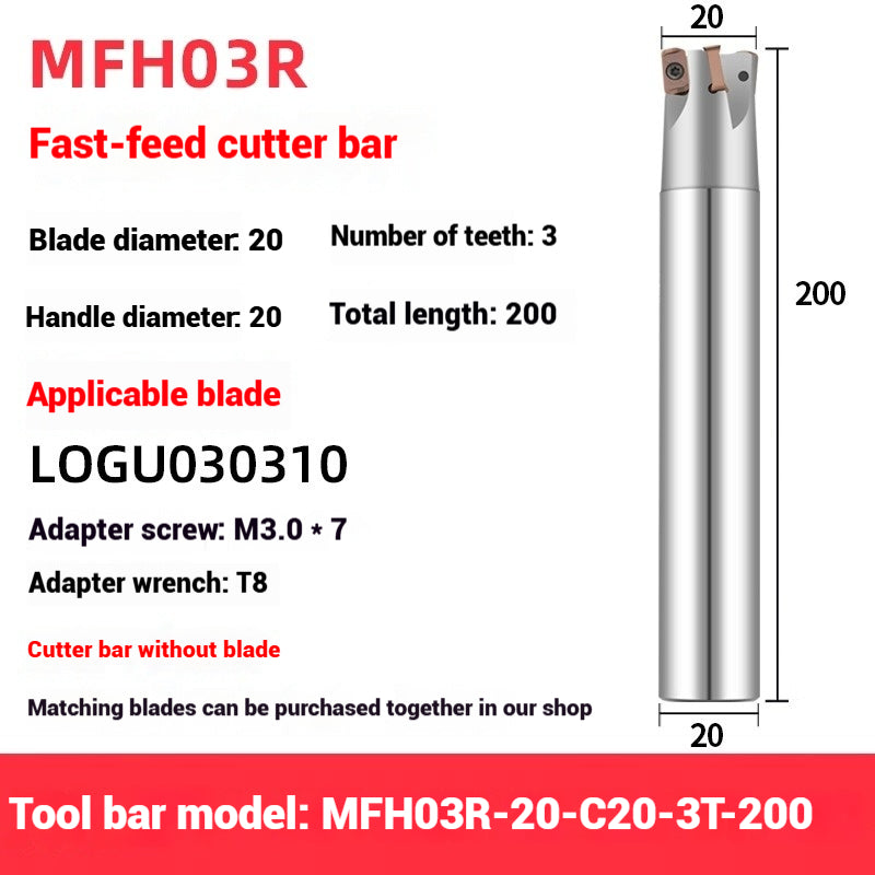 1052-MFH03R double-sided fast feed milling cutter bar KYOCERA LOGU030310 milling cutter bar high speed open coarse end milling cutter bar Shandong Denso Pricision Tools Co.,Ltd.